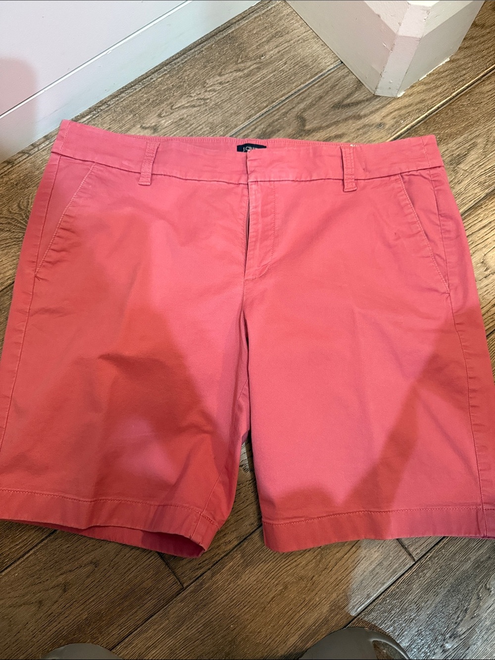 J. Crew Women's Flat-Front Chino Shorts in Coral Pink